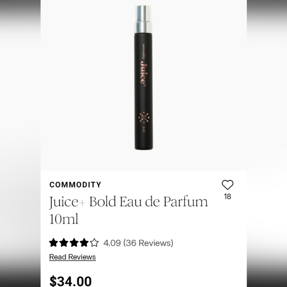 New In Box Commodity Juice+ Bold Perfume